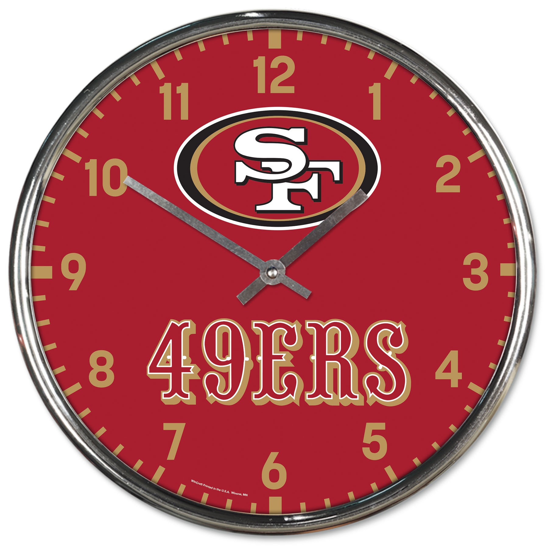 San Francisco 49ers Chrome NFL Team Design Wall Clock