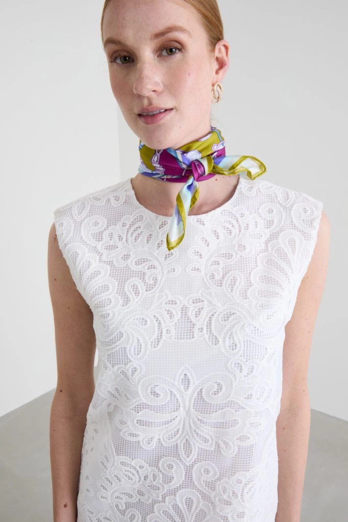 Silk twill scarf - VIOLET GREEN