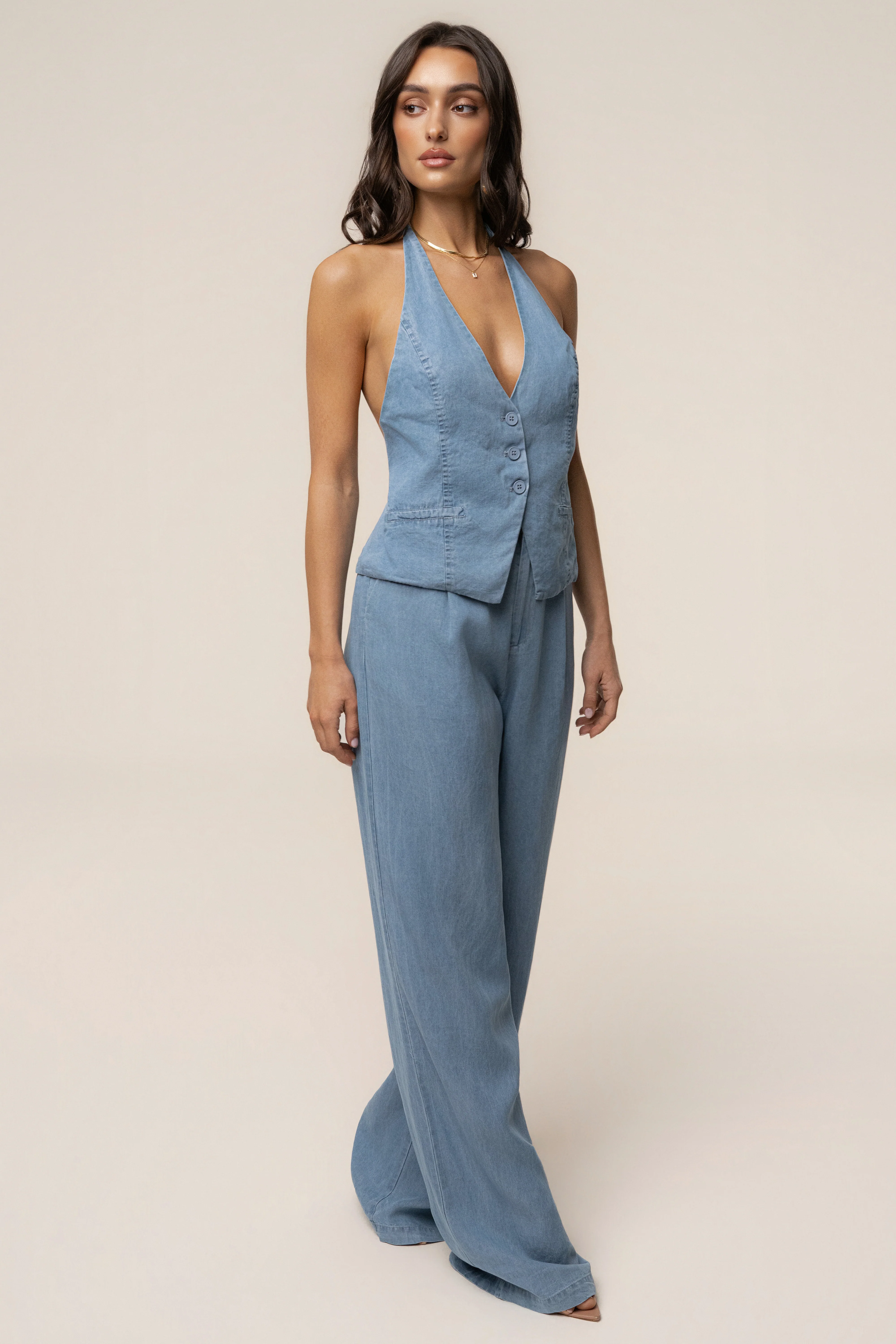 Chambray Downtown Vest Top