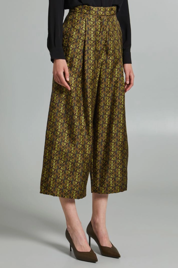 Slit-detailed silk trousers - OLIIVE GREEN