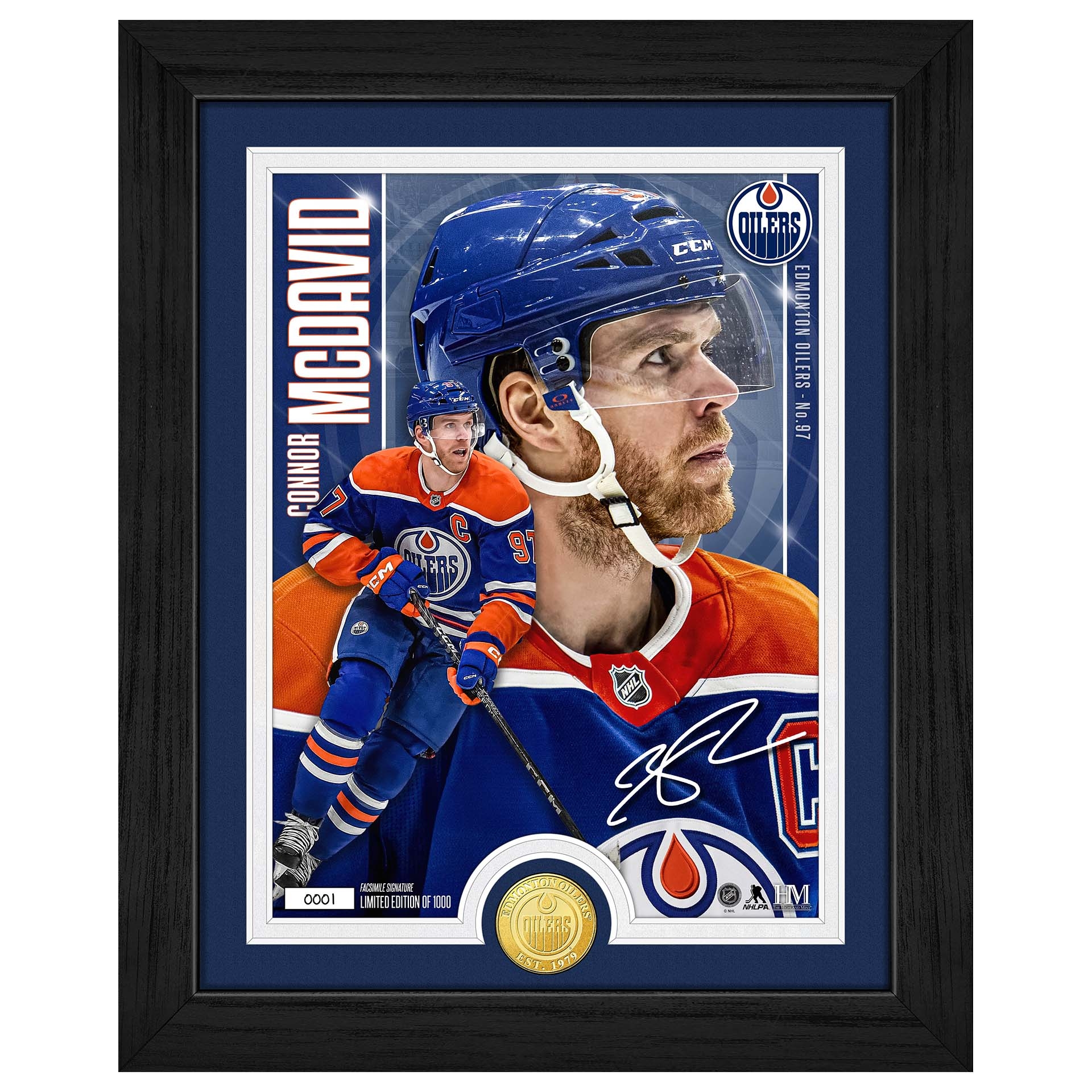 Connor McDavid Edmonton Oilers Artist Proof Bronze Coin NHL Photo Frame