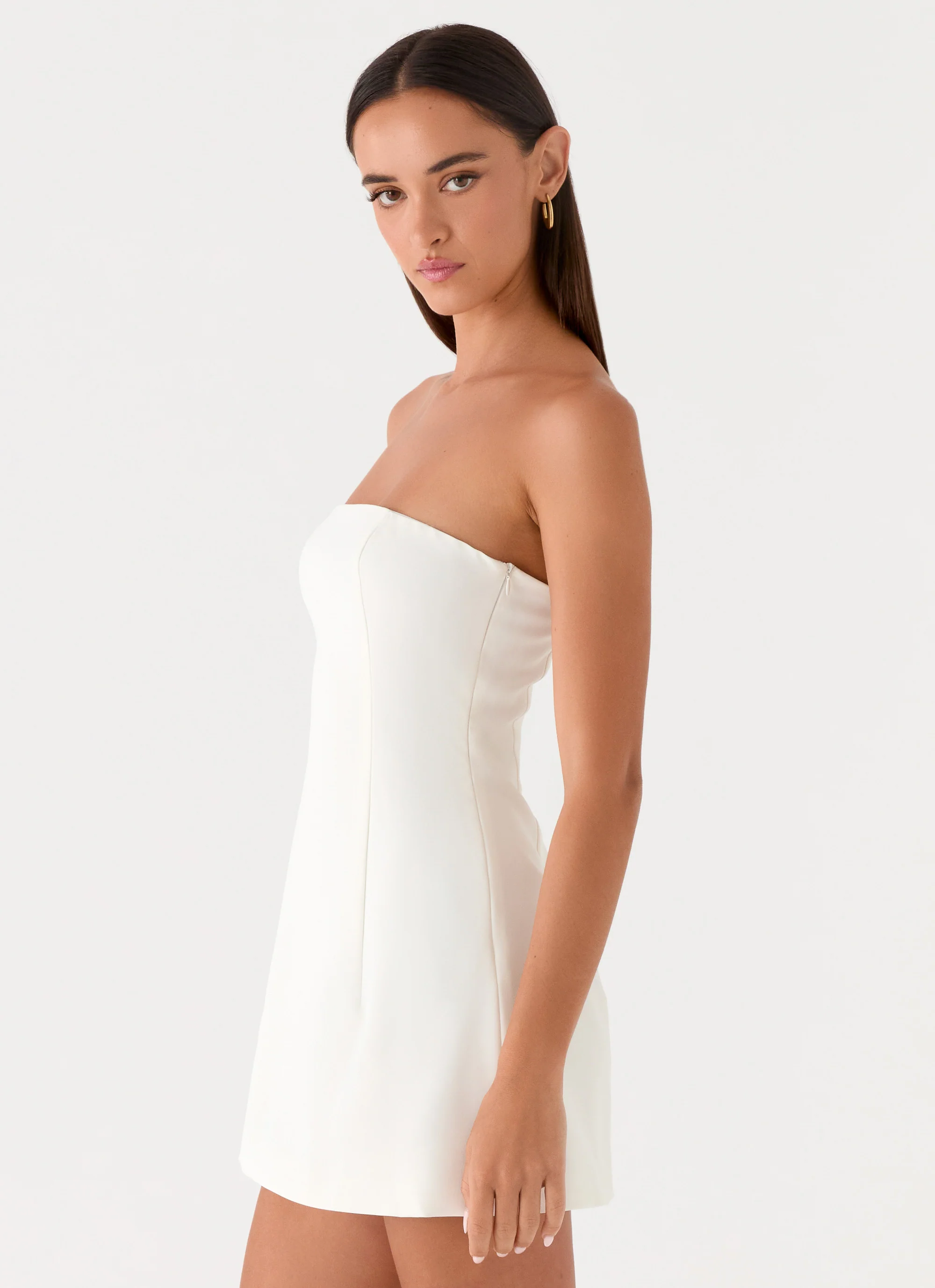 Della Strapless Mini Dress - White