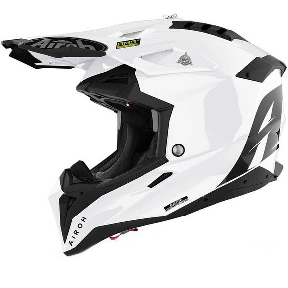 Casque cross Airoh AVIATOR 3 - COLOR - WHITE GLOSS 2023 - Blanc / NoirRef : AR1100
