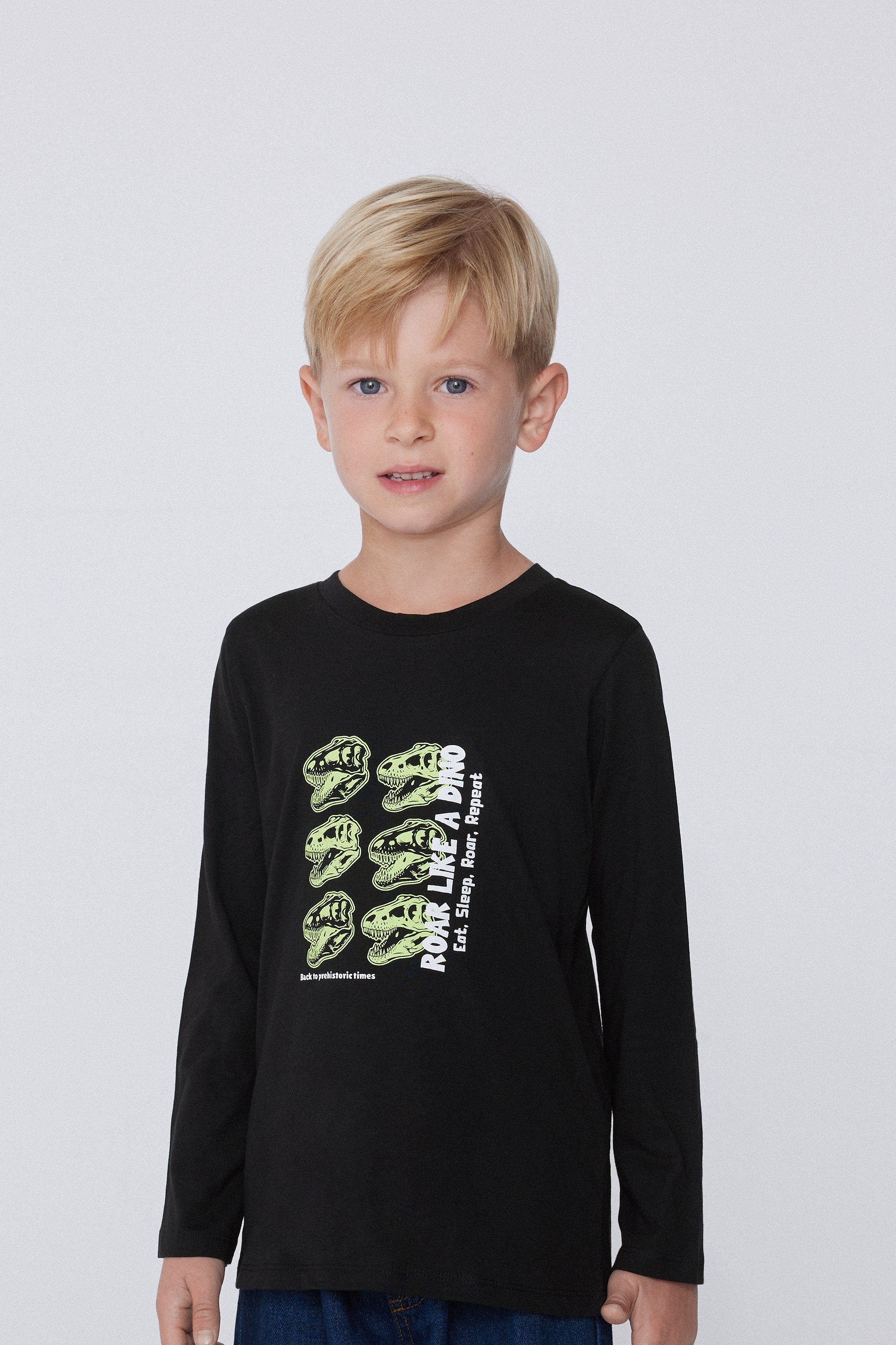 Boys’ Long Sleeve Printed Cotton Top