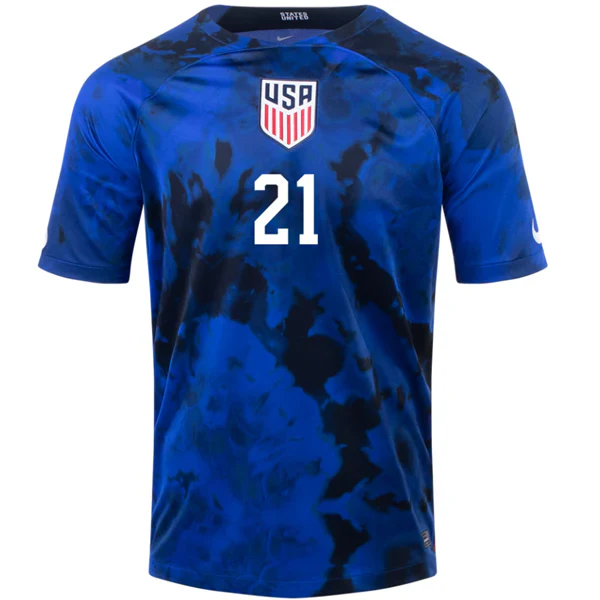 United States Timothy Weah Away Jersey 22/23 (Bright Blue/White)