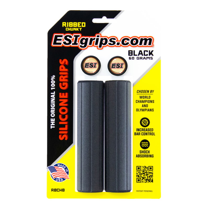 ESI Grips Ribbed Chunky Handlebar Grips - Black (Dark Charcoal Gray)