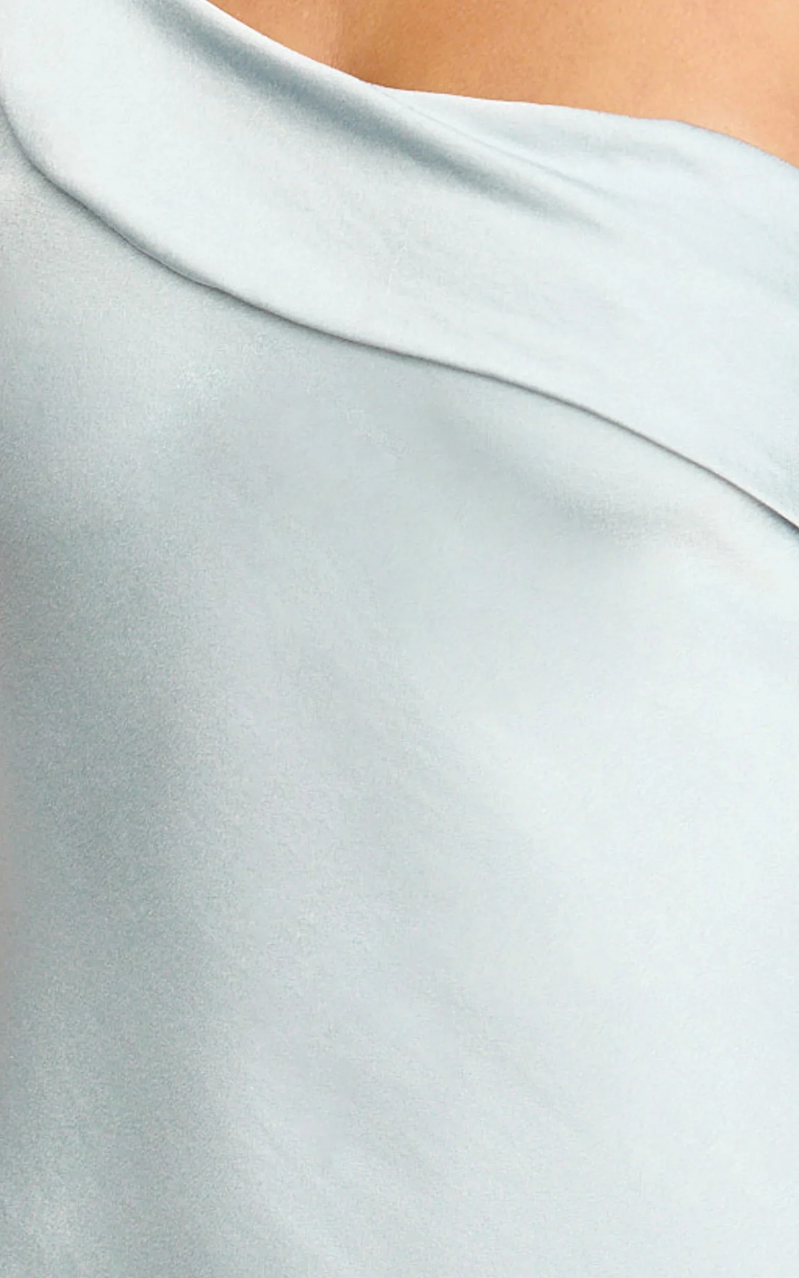 Calix Midi Dress - One Shoulder Slip Dress in Pale Blue