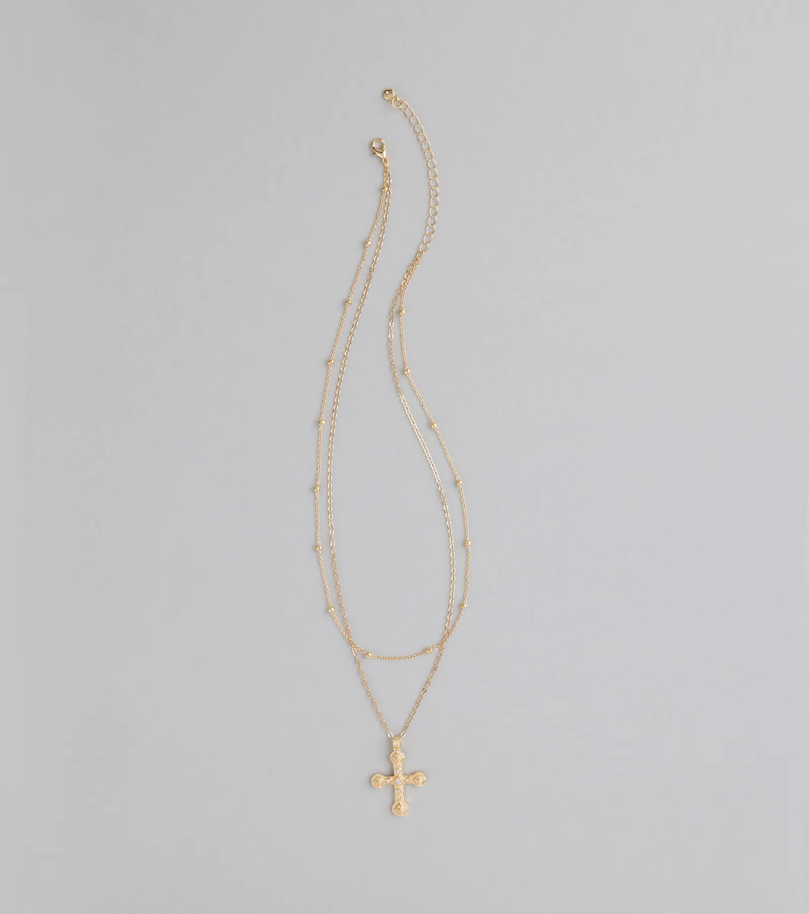 Divinely Draped Dainty Layered Cross Necklace