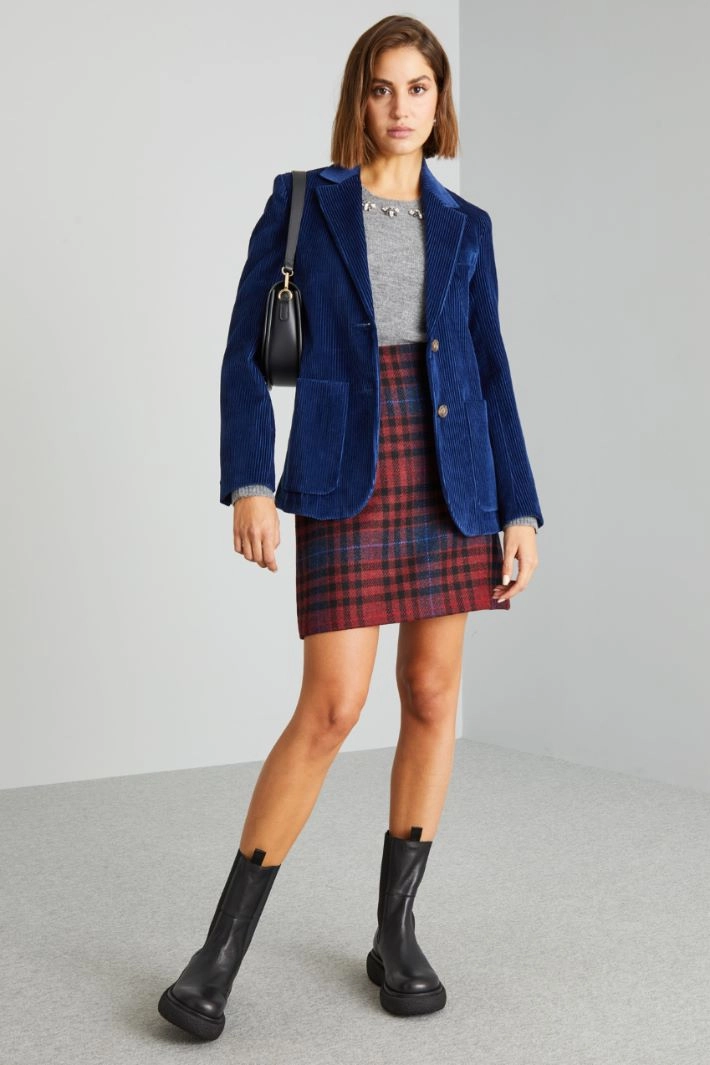 Cotton velvet blazer - BLUE