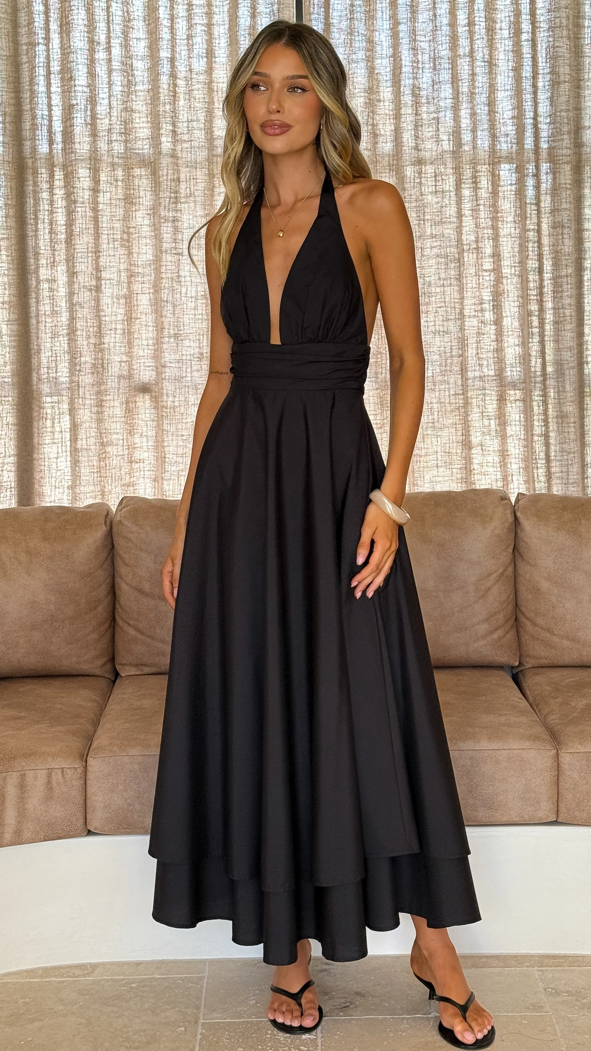 Kathy Halter Neck Maxi Dress - Black