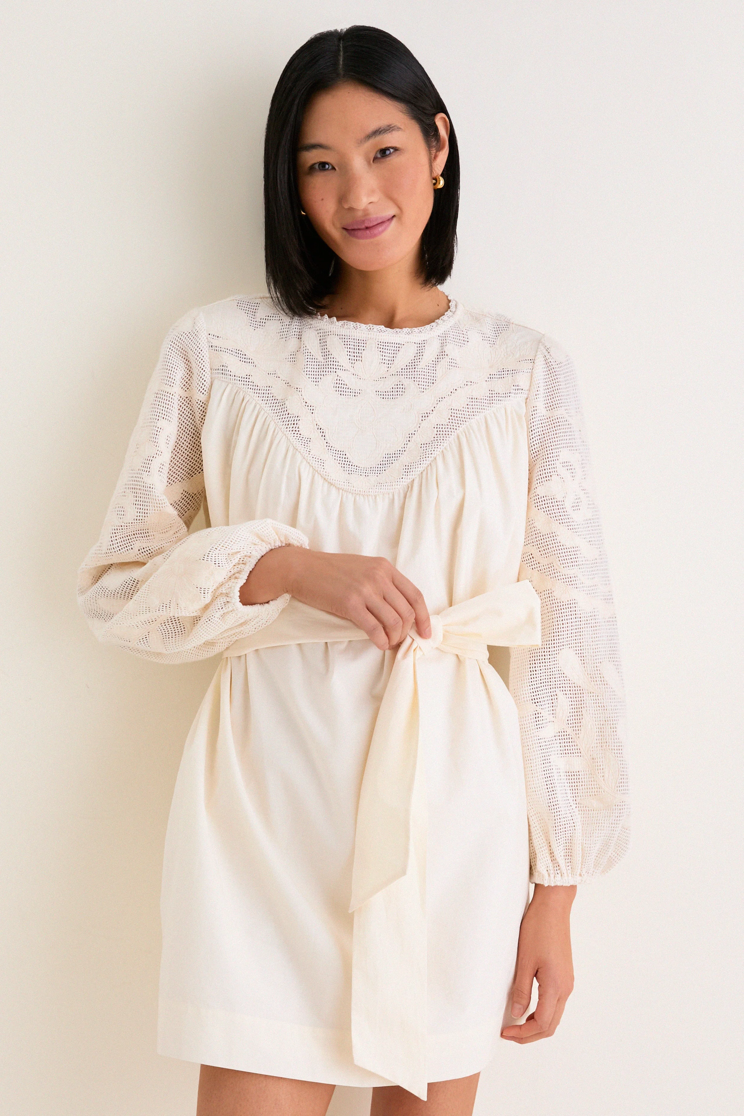 Ivory Patchwork Embroidered Cressida Mini Dress