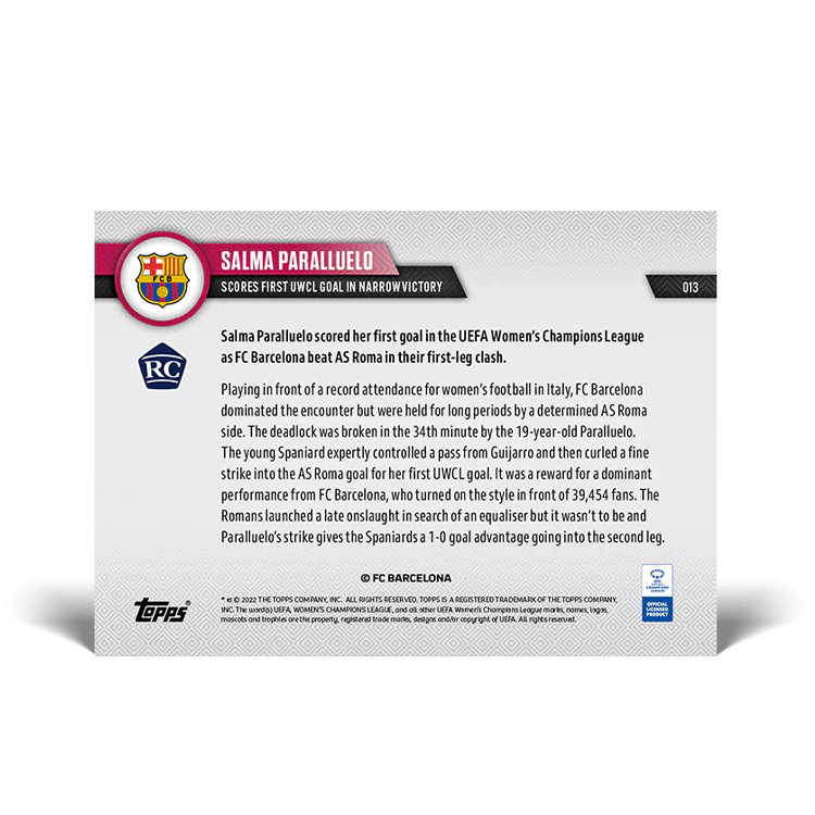 Topps UK - Scores first UWCL goal in narrow victory - UWCL TOPPS NOW® Card #13