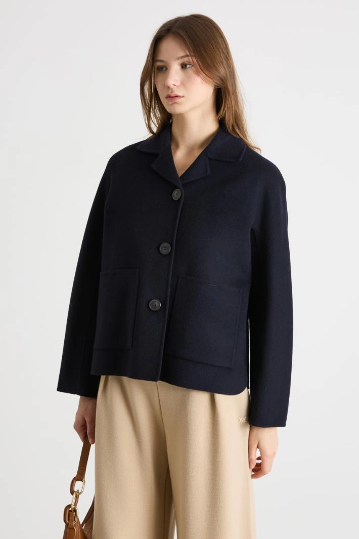 Single-breasted jacket with patch pockets - BLUE