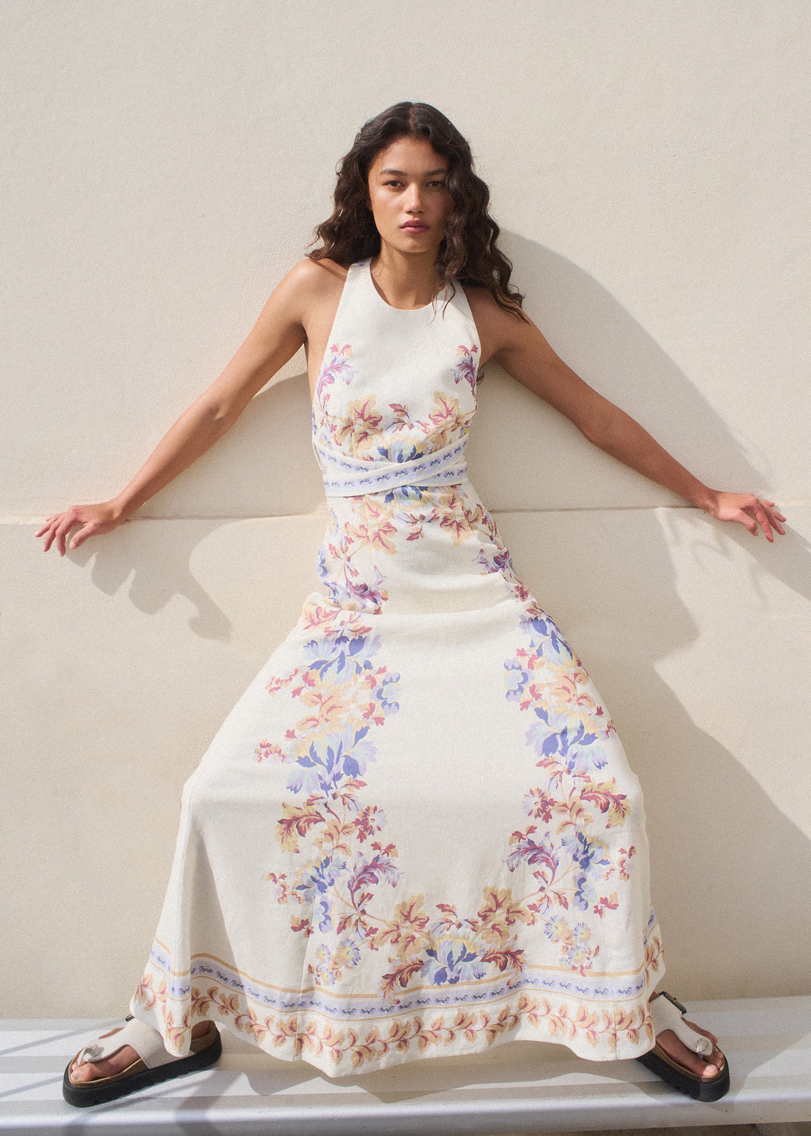 Alanis Linen Dress Hawaiian Tablecloth