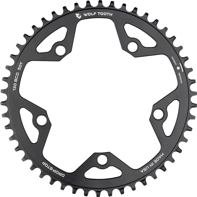 Wolf Tooth Single Road/Cyclocross Flattop Chainring 130mm - Drop Stop - black