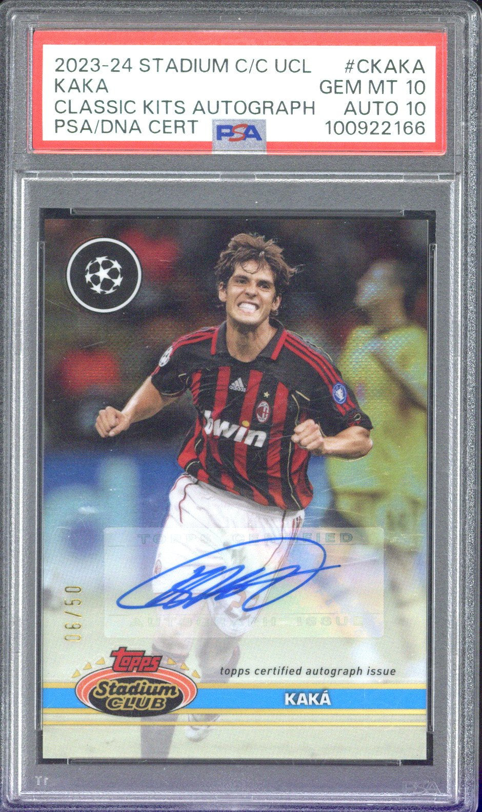 2023-24 Topps Stadium Chrome UCC Kaka Classic Kits Autograph /50 #CKAKA PSA 10 AUTO 10