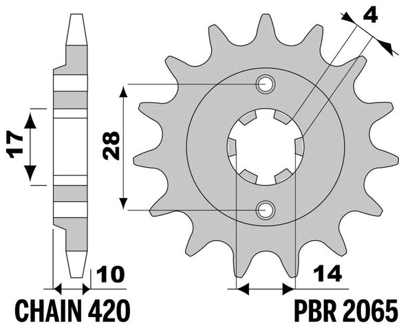 PBR standard steel output shaft sprocket 2065 - 420 14-toothRef: Pbr01646A / 1151592003