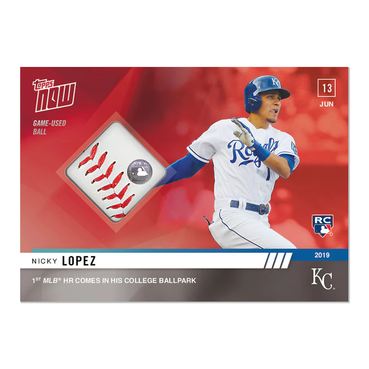 Game-Used Ball Relic # to 10 - Nicky Lopez - MLB TOPPS NOW® Card 374A