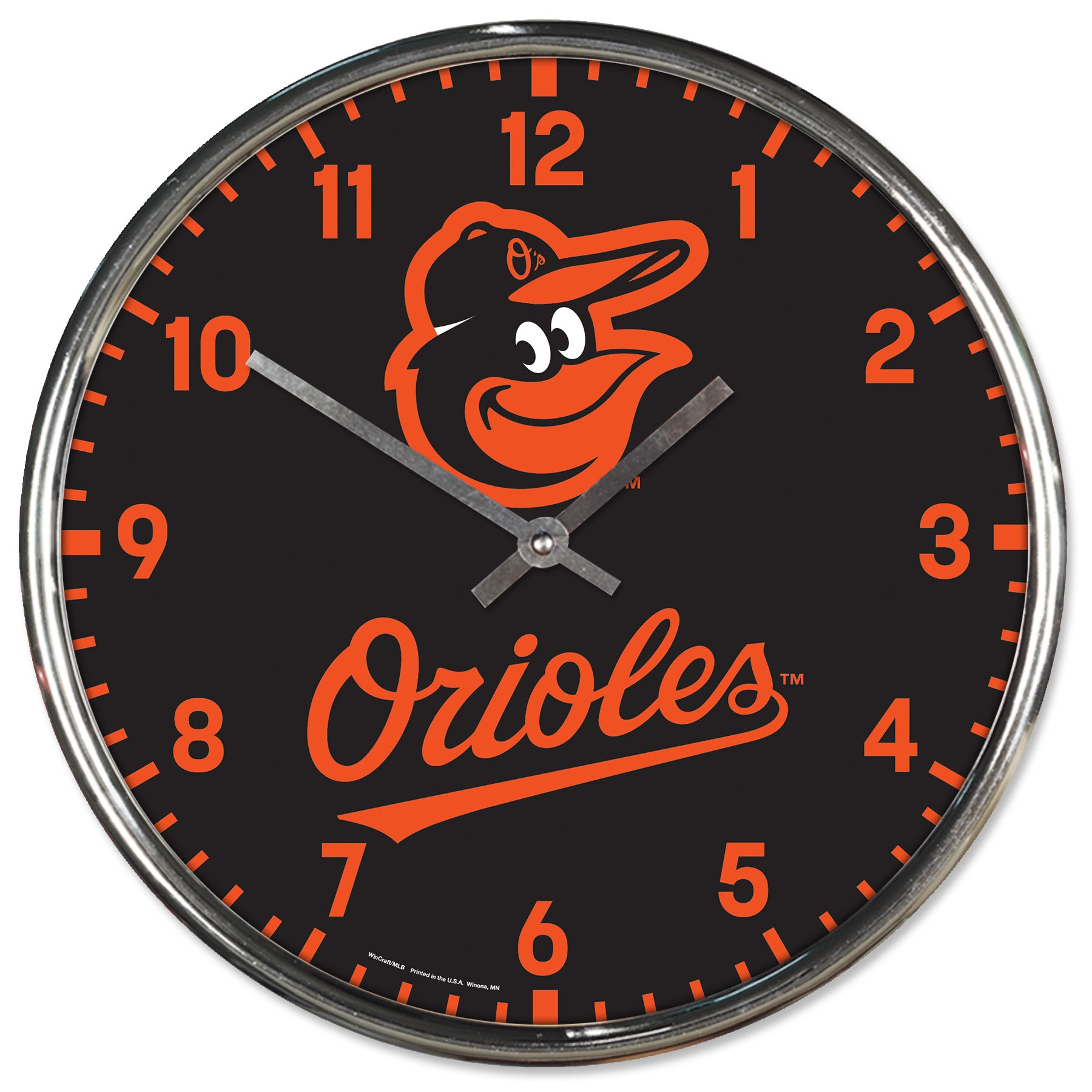Baltimore Orioles Chrome MLB Team Design Wall Clock