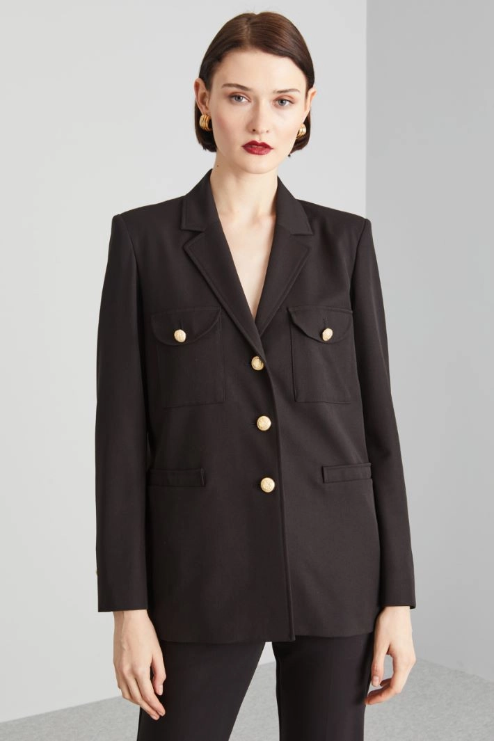 Blazer with patch pockets - BLACK GOLD