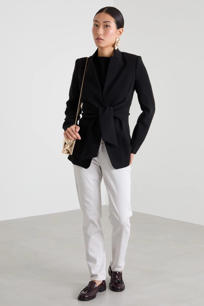 Cady jacket with sash - BLACK