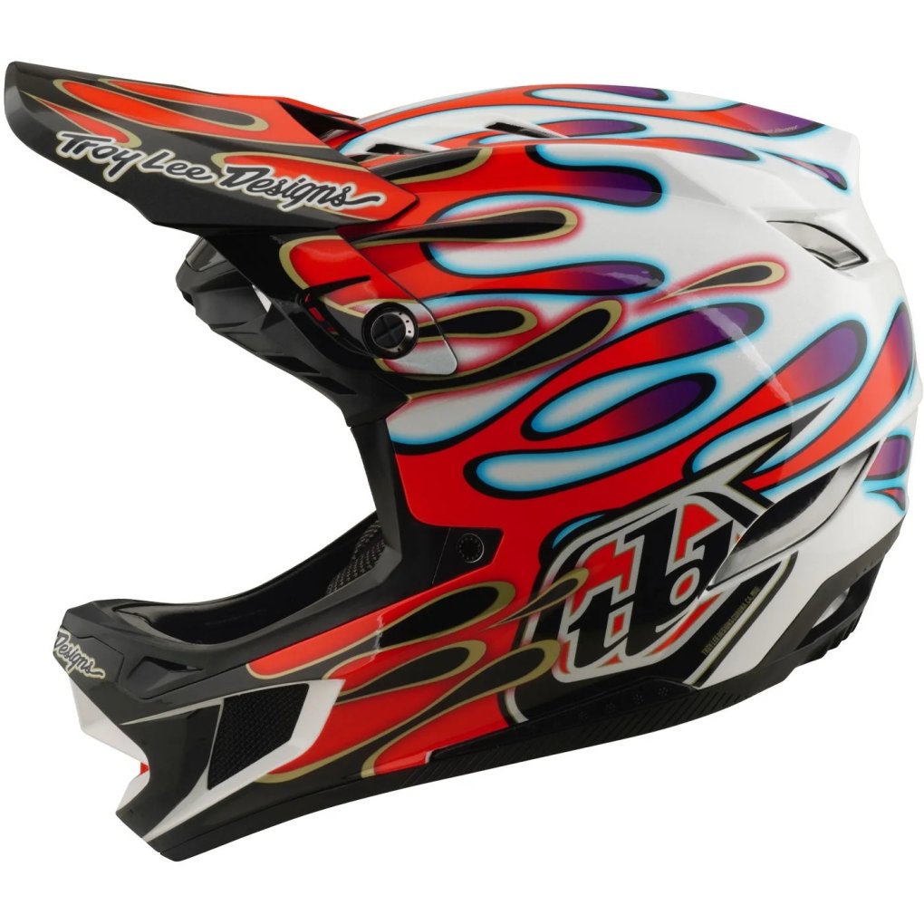 Troy Lee Designs D4 Composite MIPS Helmet - Overspray White/Red