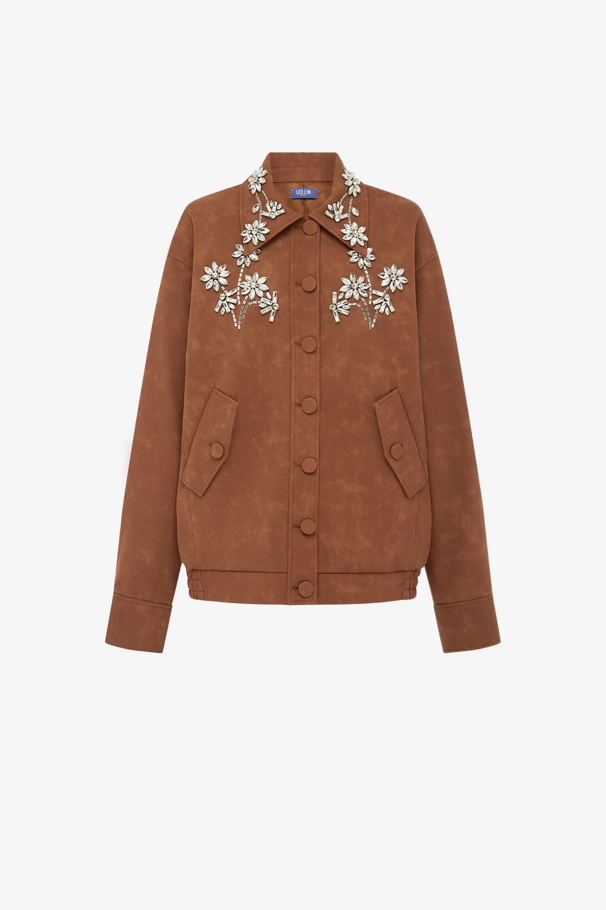 Astrid Embellished Vegan Suede Jacket - Chestnut