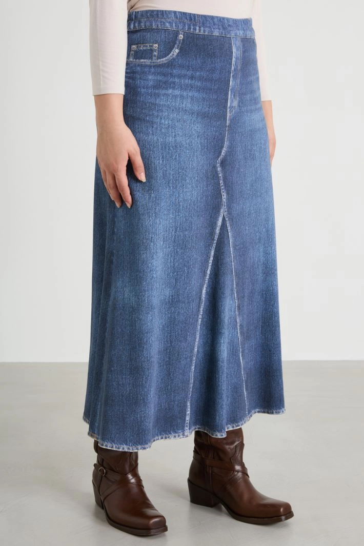 Printed jersey fleece skirt - BLUE