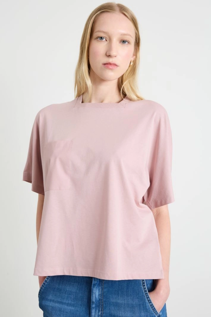 Jersey and poplin T-shirt - PINK