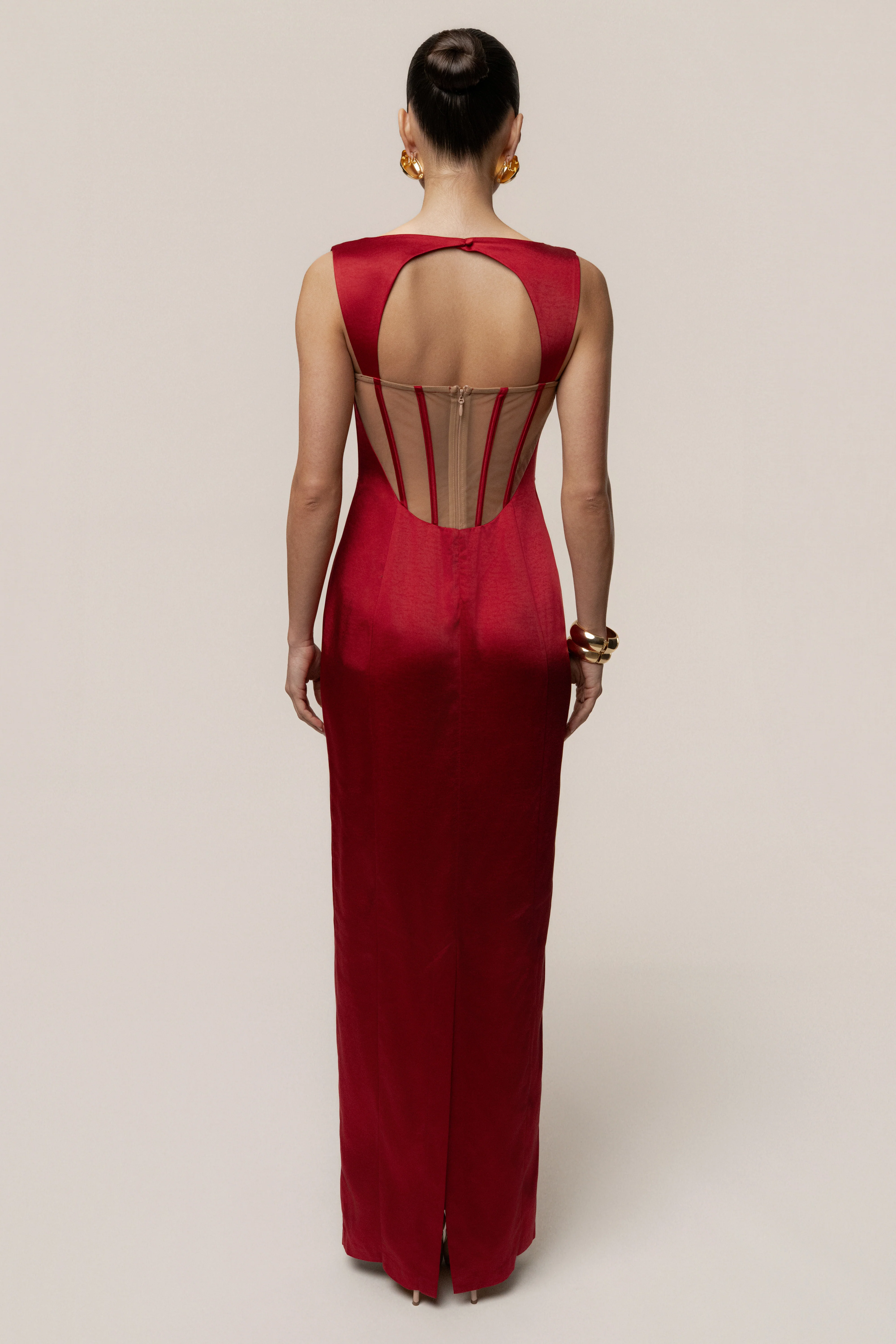 Red Amour Satin Maxi Dress