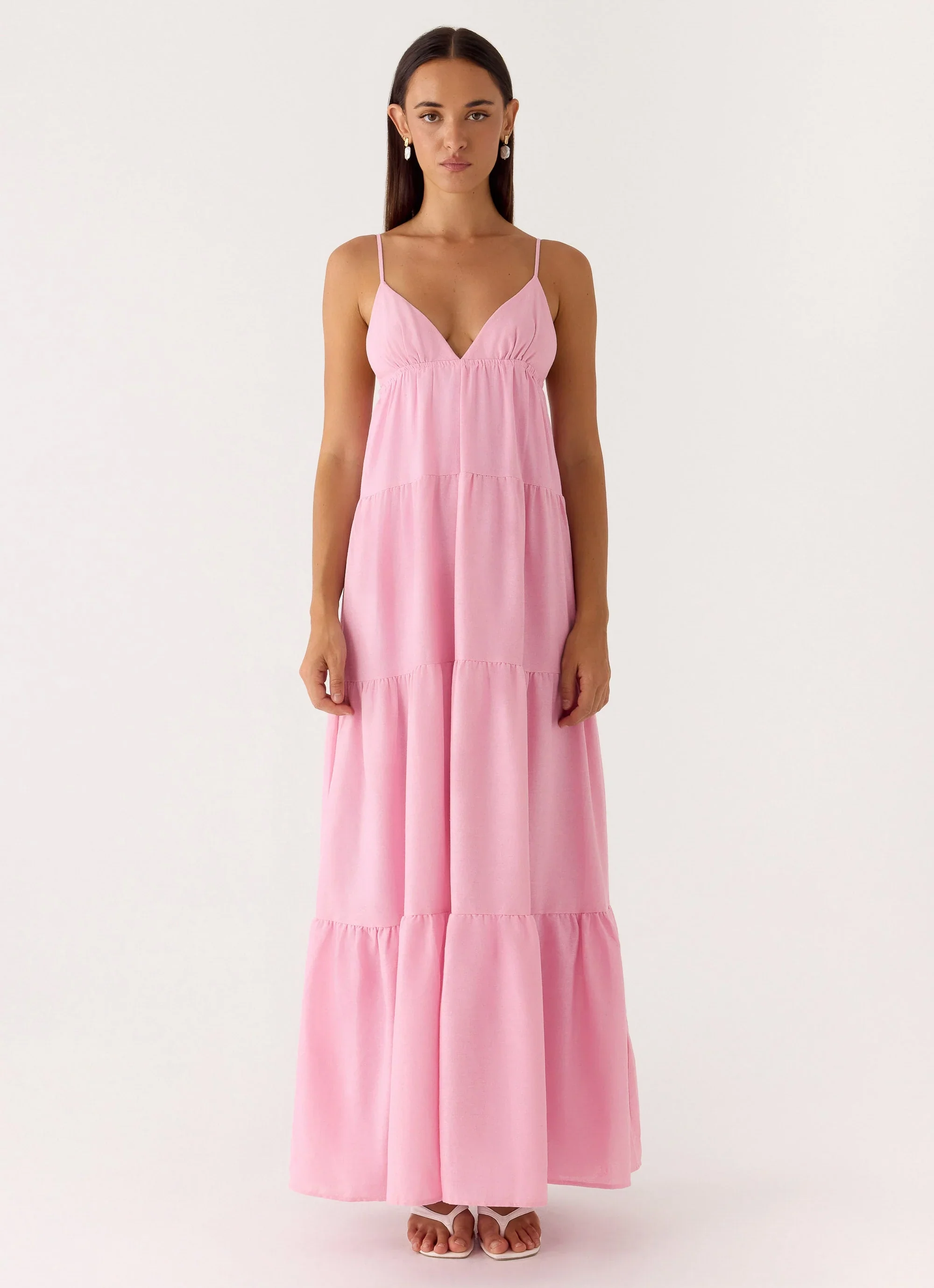 Lotty Linen Maxi Dress - Pink