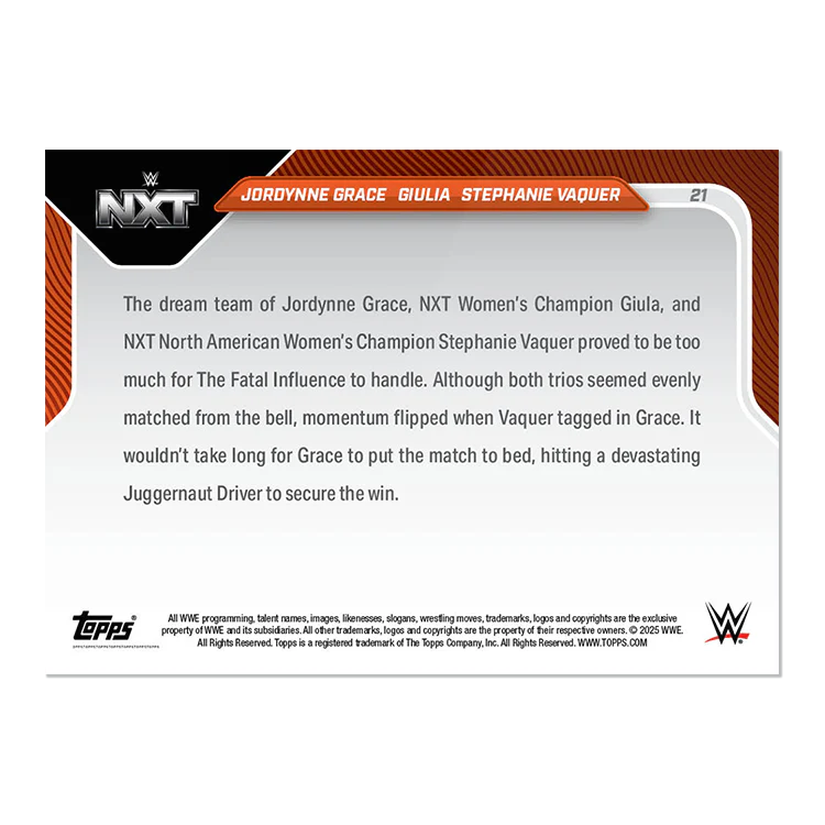 Jordynne Grace/Giulia/Stephanie Vaquer - 2025 WWE Topps NOW® Card 21