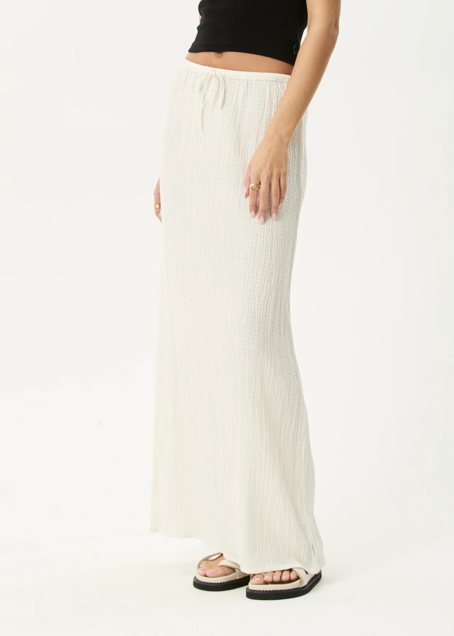AFENDS Womens Frida - Seersucker Maxi Skirt - Off White