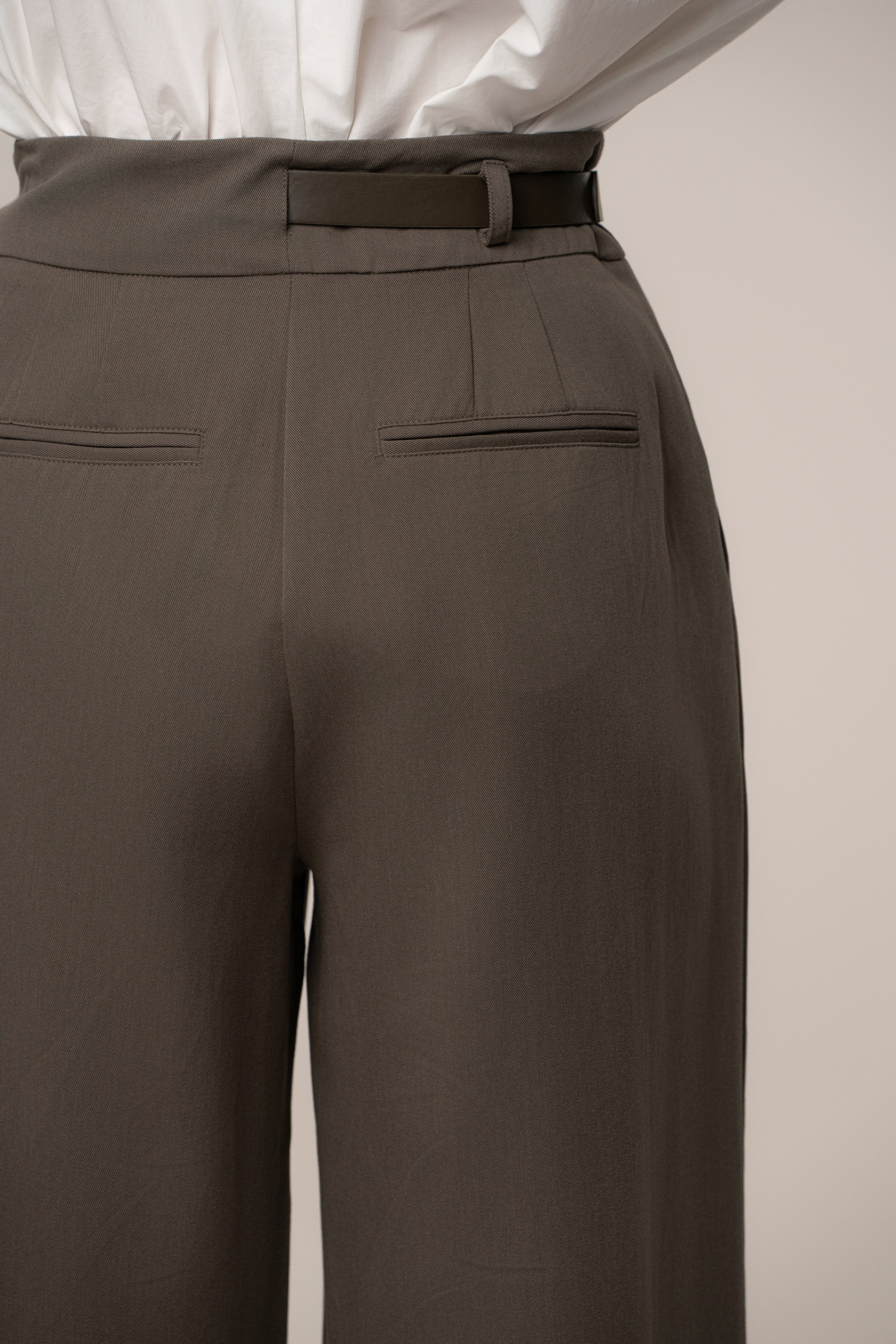 Dark Taupe Everywhere Belted Trousers