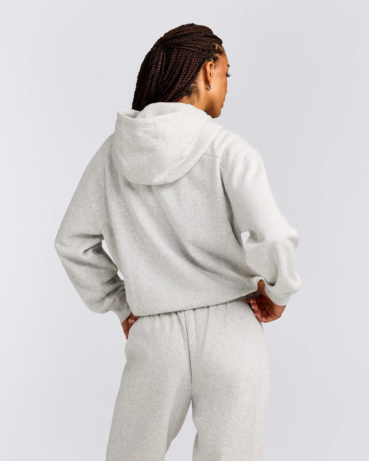 Foundations Cosy Zip Through Hoodie | Light Grey Marl