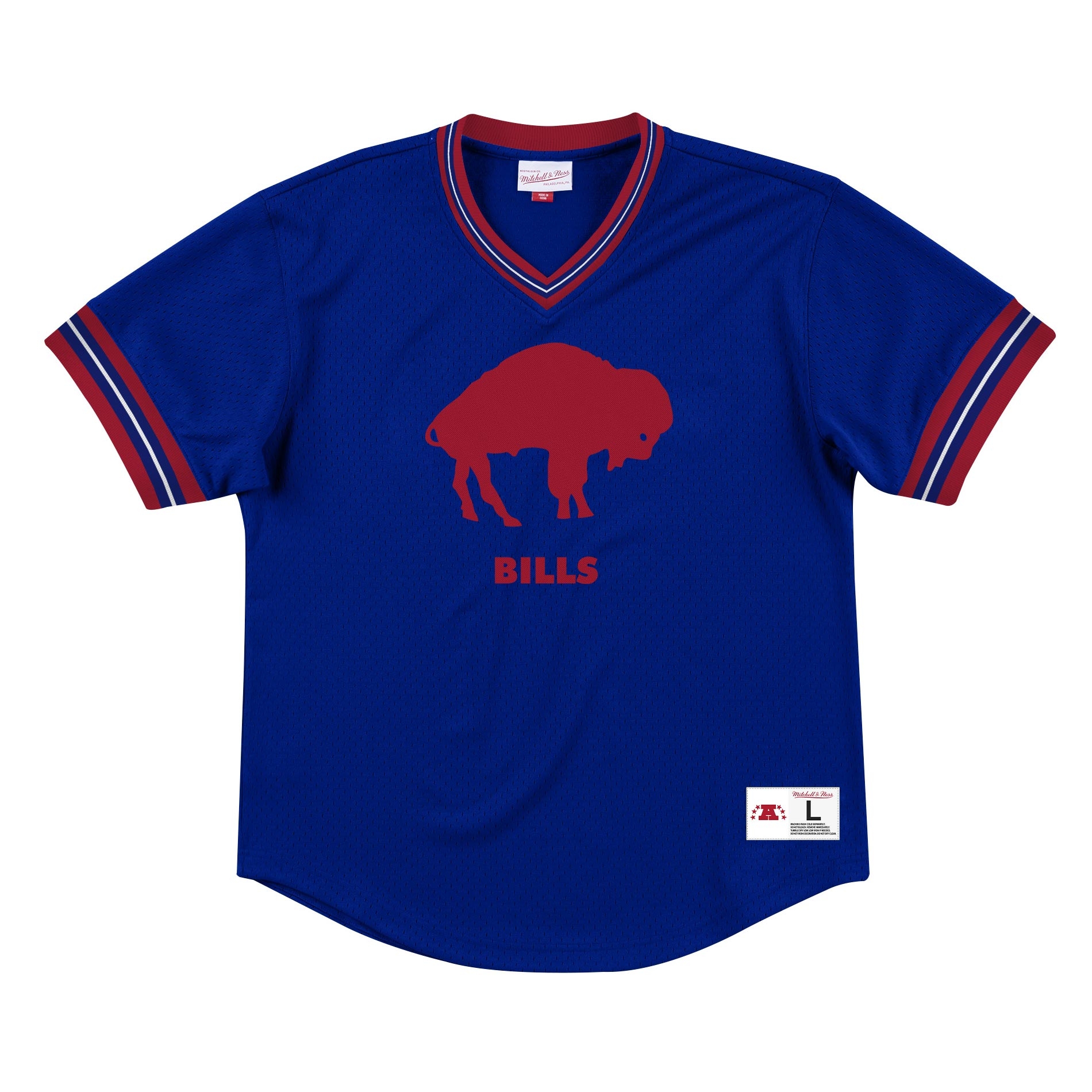 Buffalo Bills Unbeaten Mitchell & Ness NFL V-Neck Mesh Shirt Blue