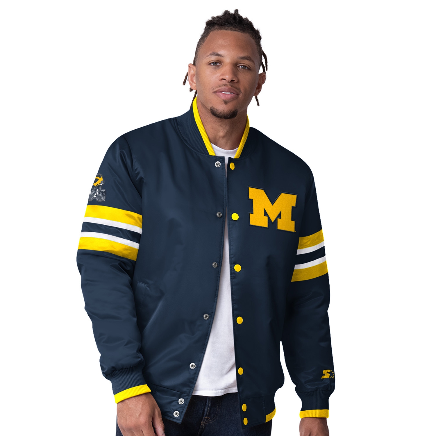 Michigan Wolverines Starter Scout Varsity NCAA Jacket Navy