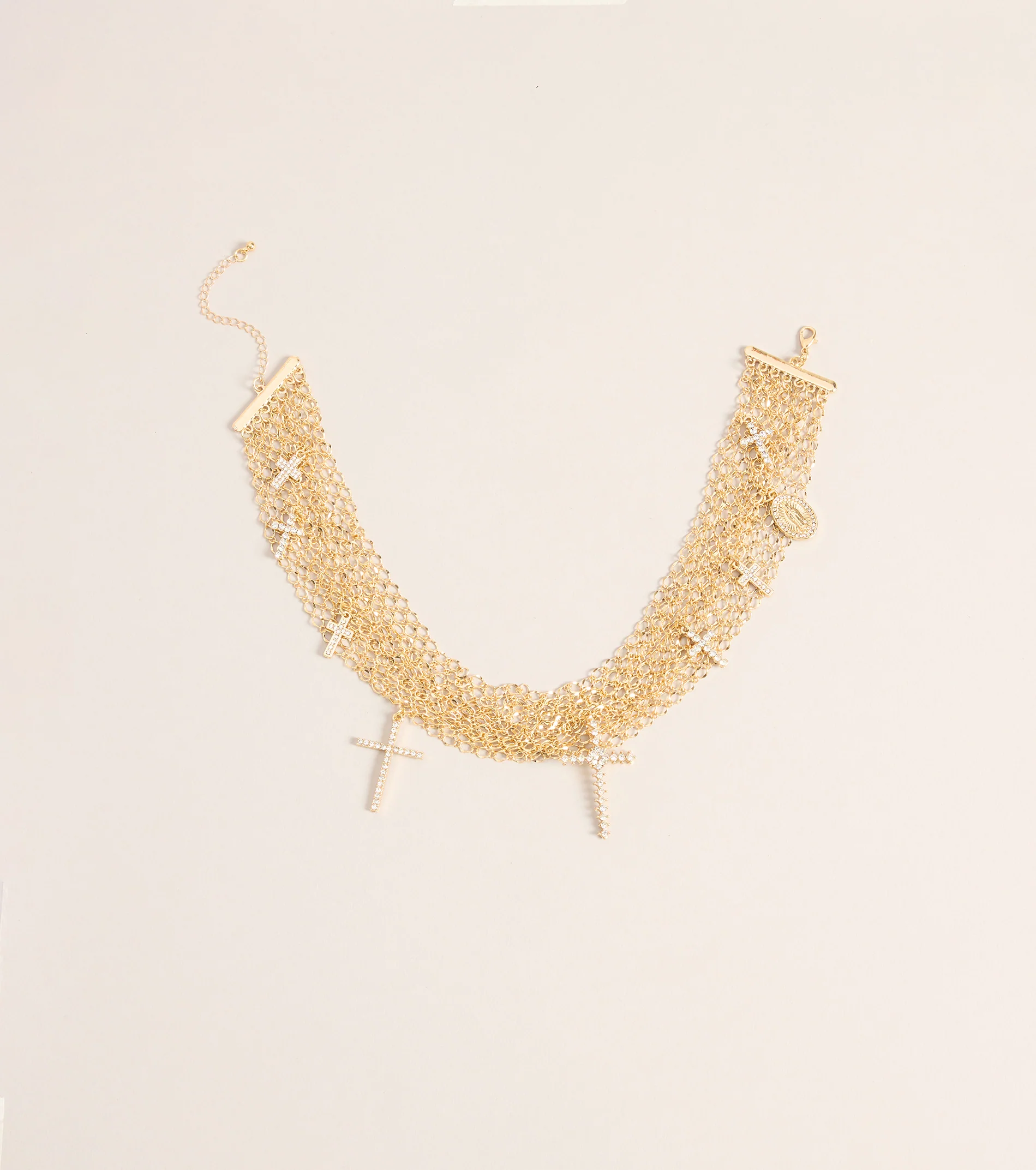 Little Bit Extra Cross Charm Layered Chain Necklace