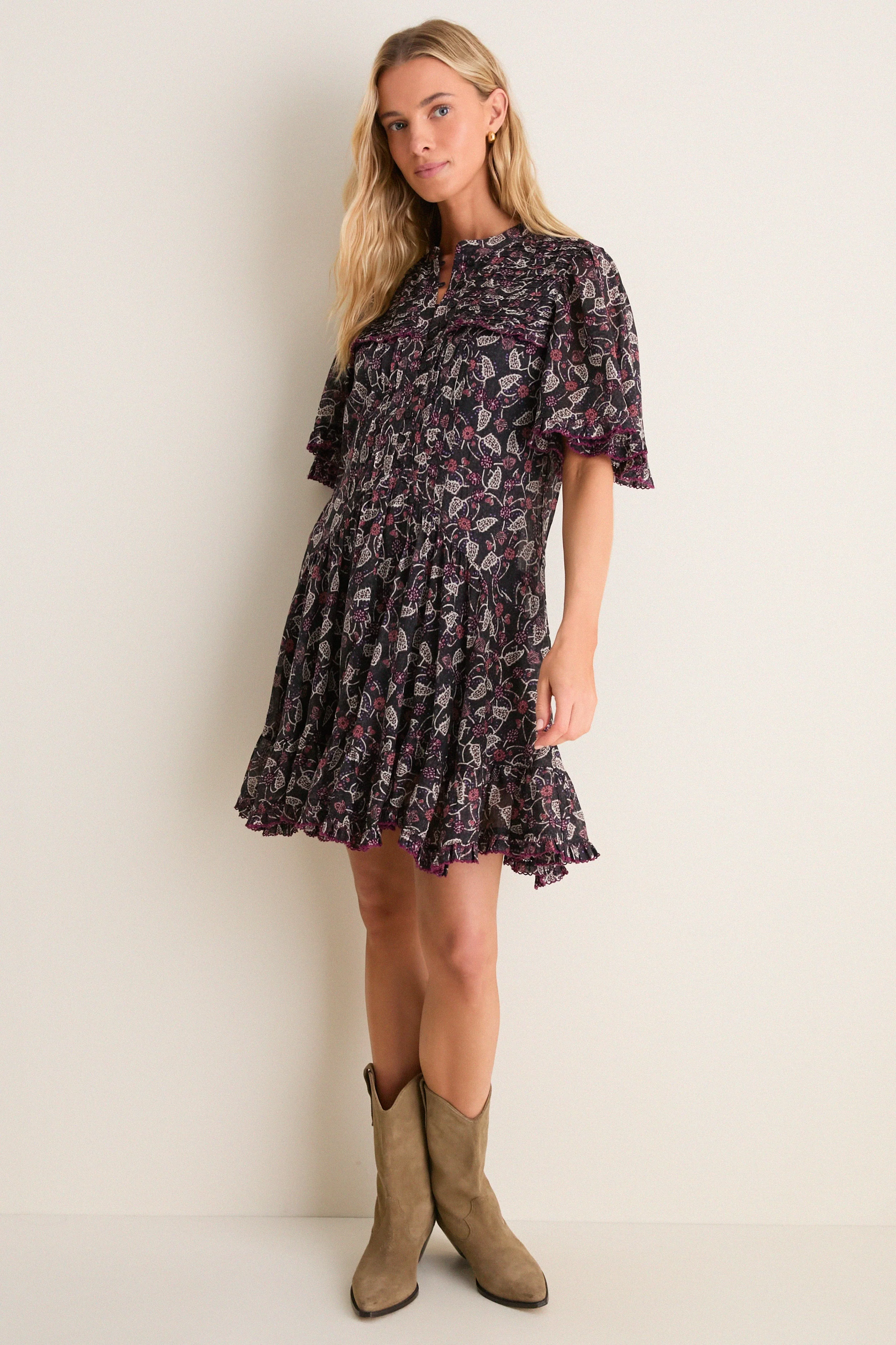 Black and Raspberry Daynia Dress