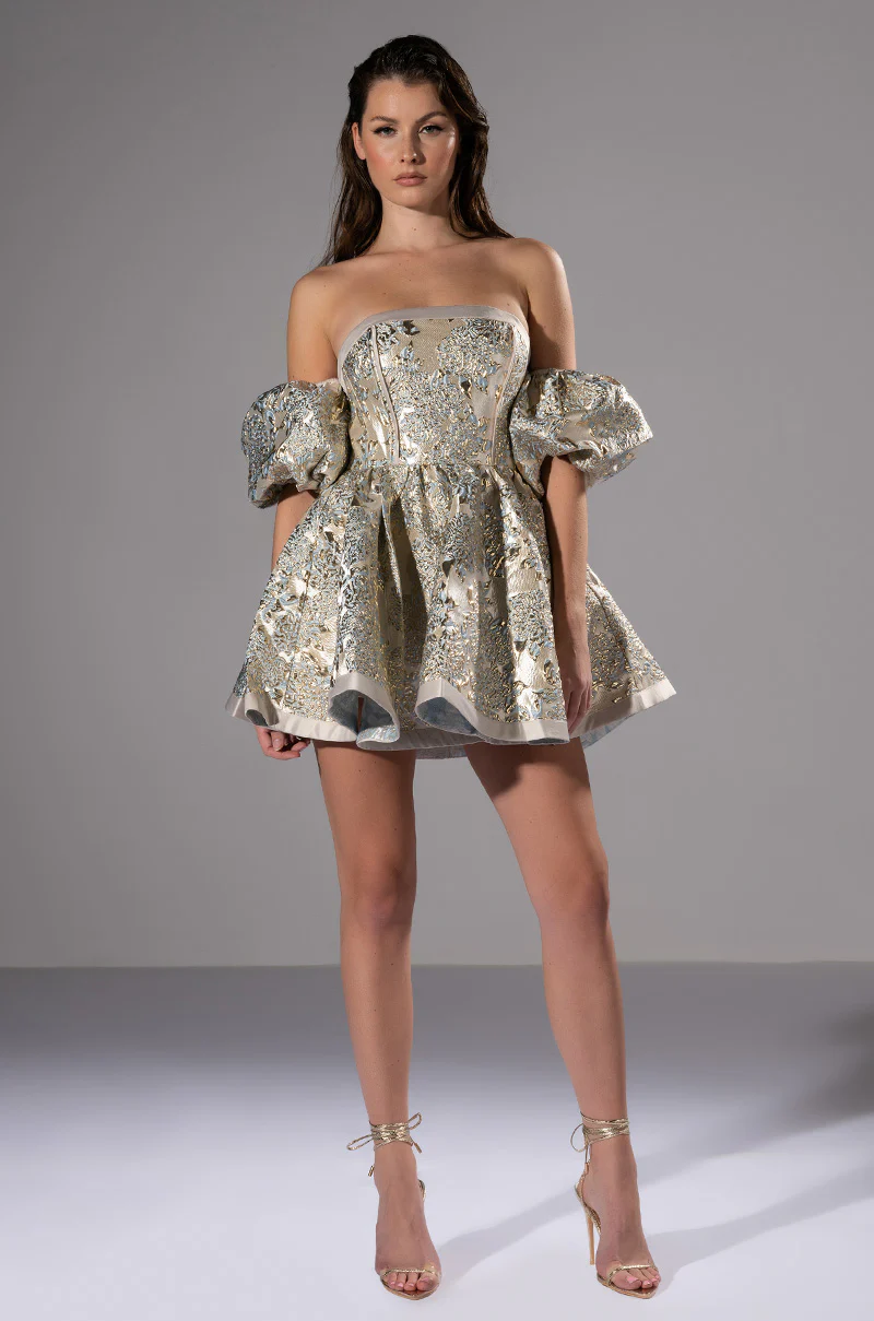 Eloise Off The Shoulder Brocade Dress