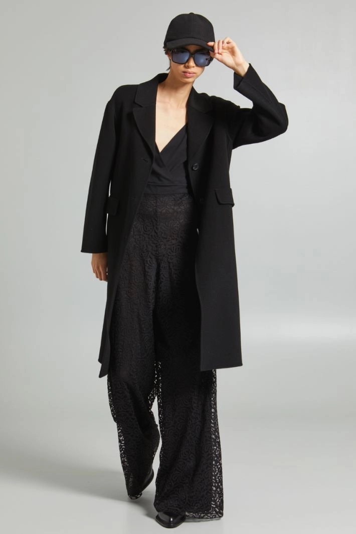 Lace stretch-jersey jumpsuit - BLACK