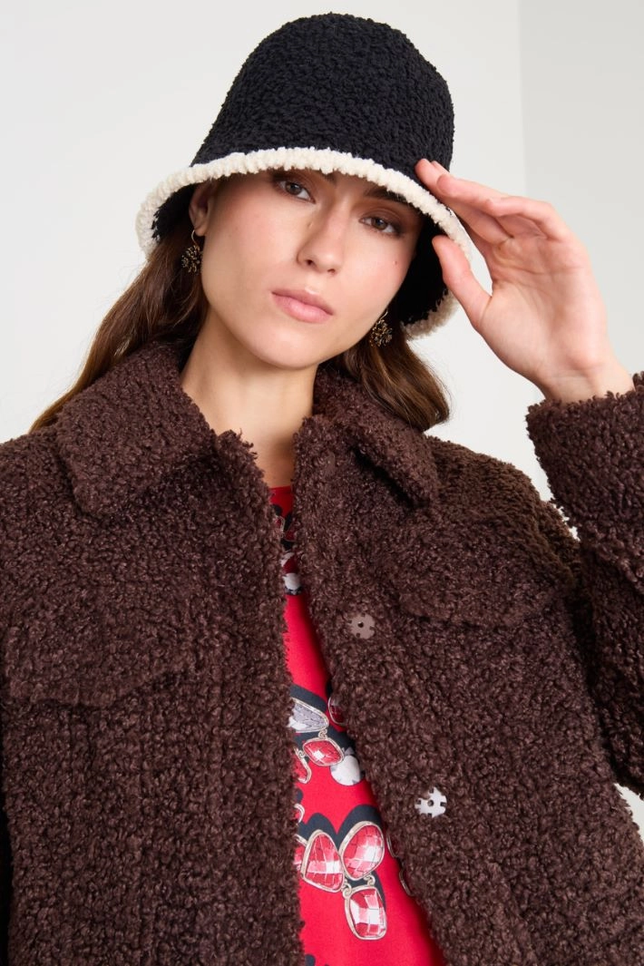 Cloche in bouclé fabric - BLACK