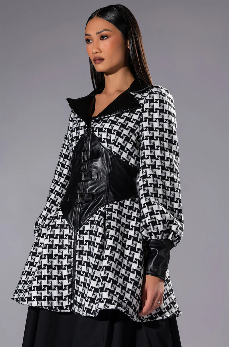 New On The Block Houndstooth Mini Dress