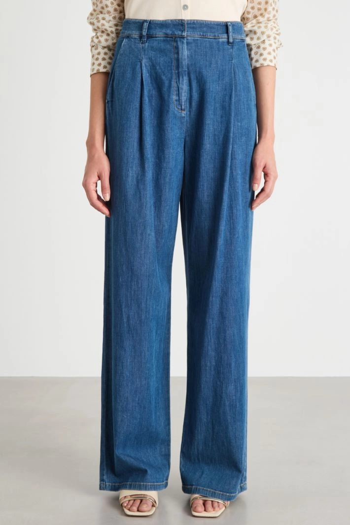 Pleated wide-leg jeans - BLUE
