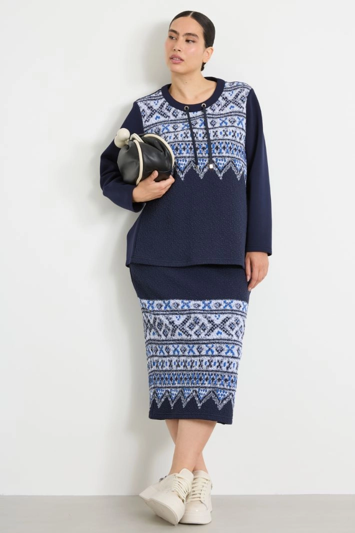 Jersey jacquard skirt - NIGHT BLUE