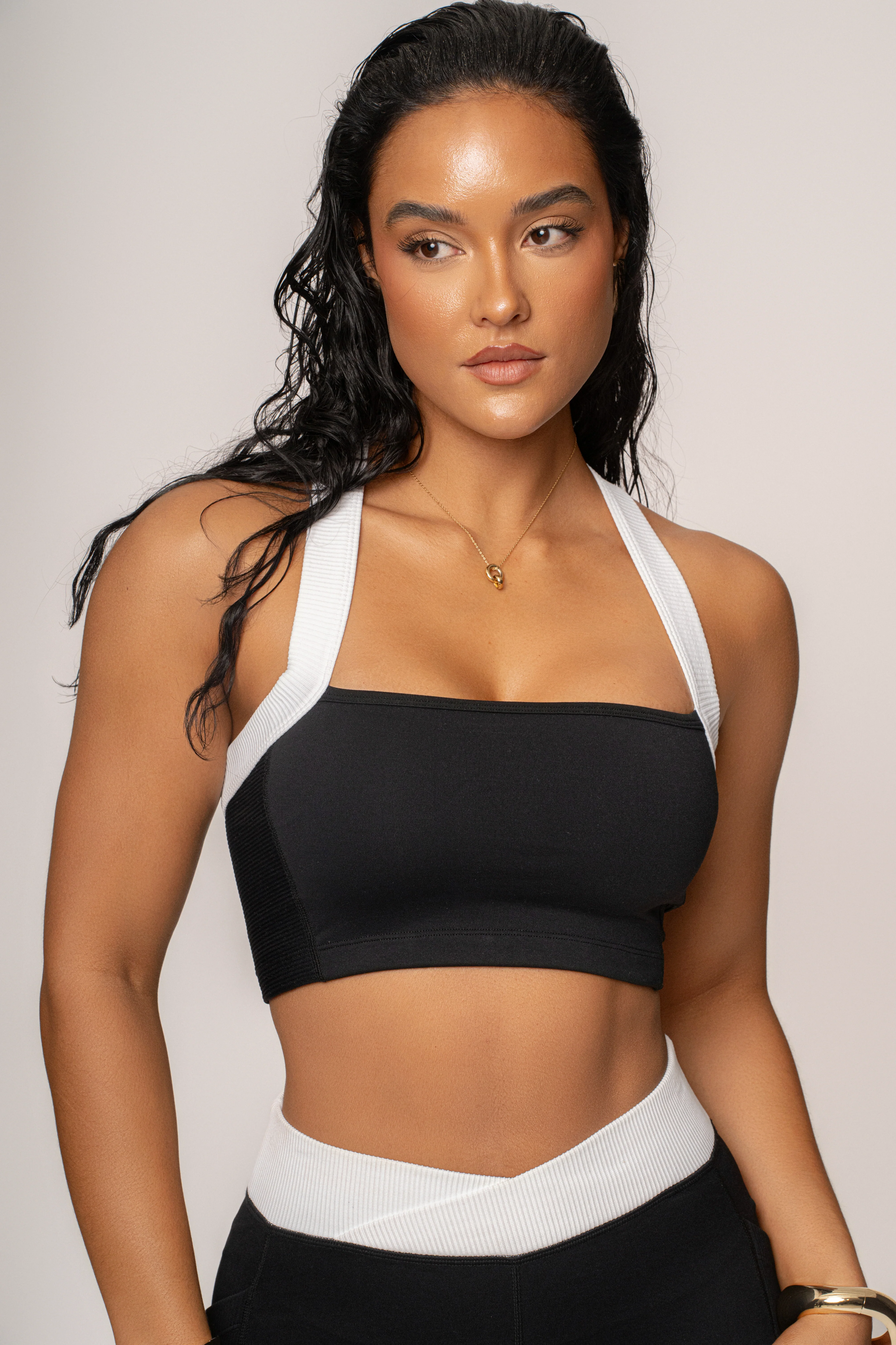 Black/White Ultimate Ribbed Halter Top