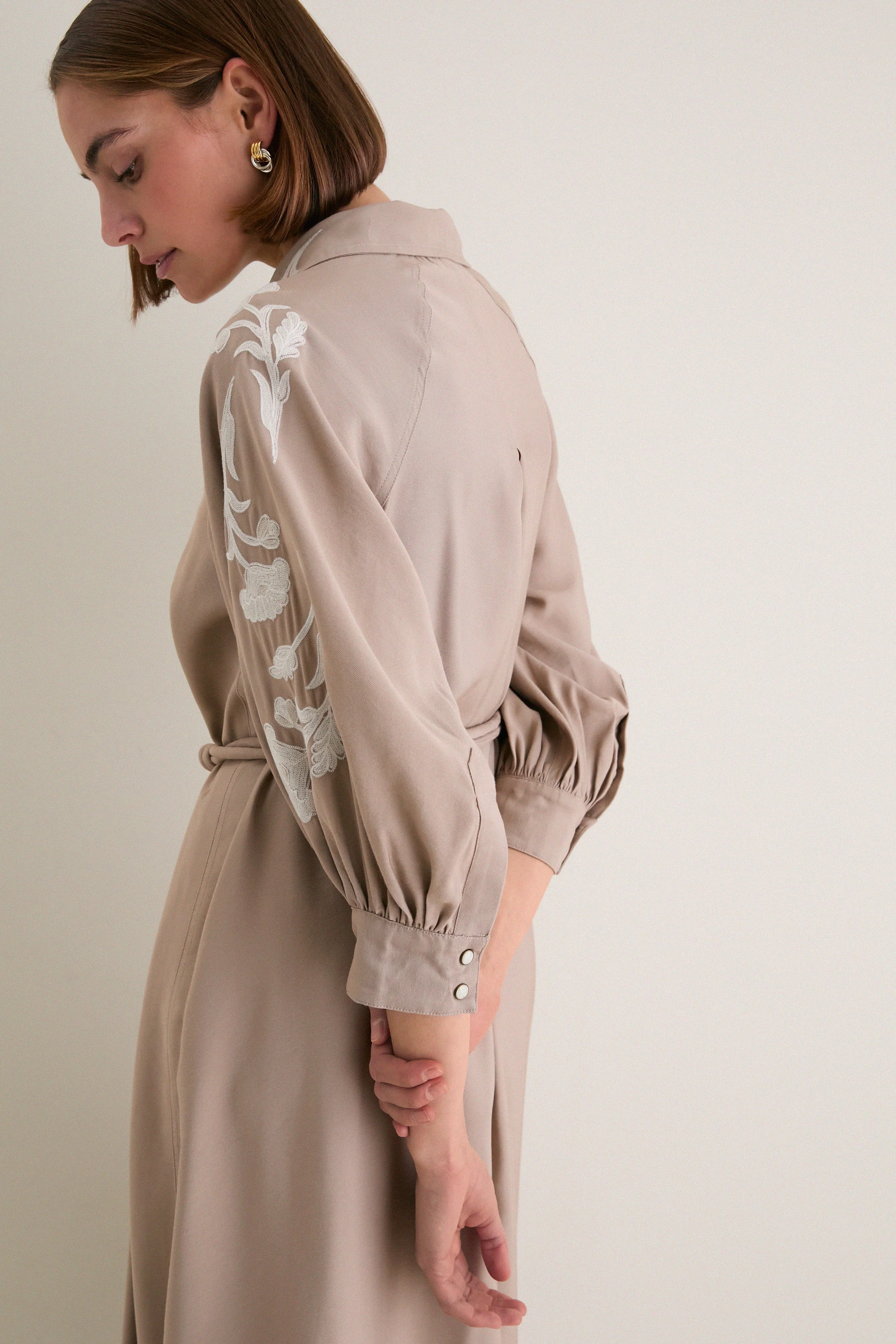 Soft Tan Western Embroidered Herd Dress