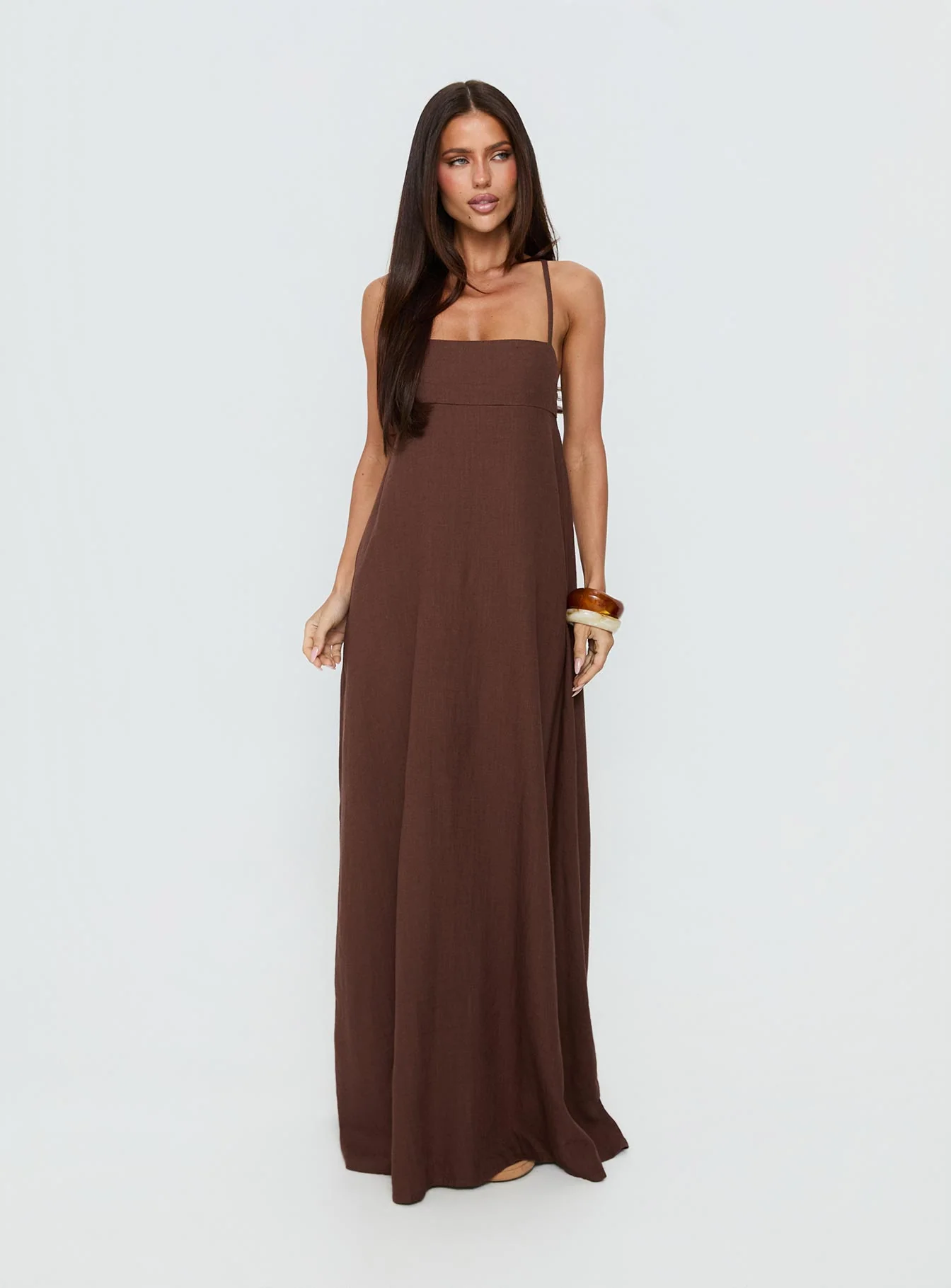 Solie Tie Back Maxi Dress Chocolate Petite