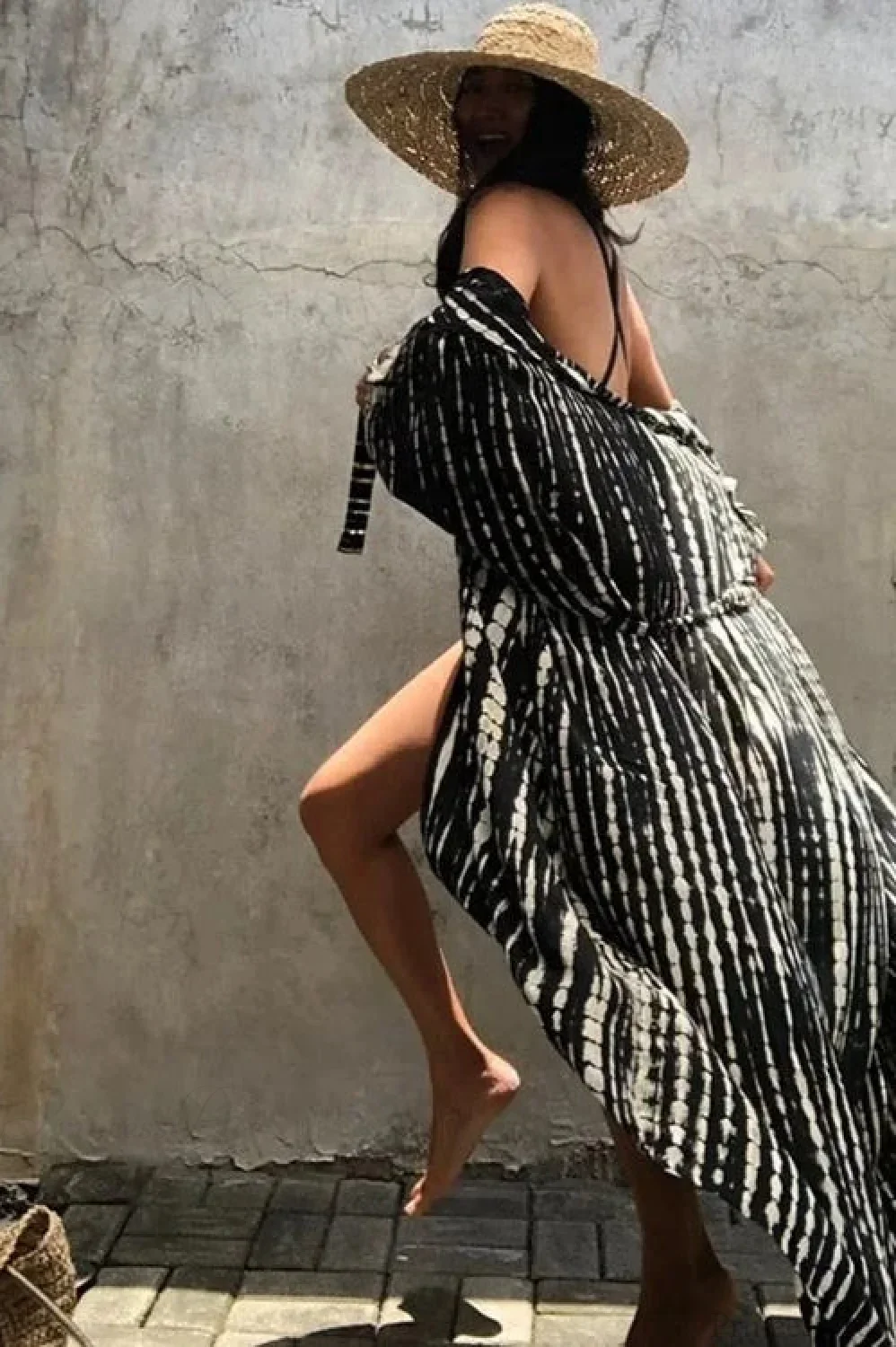 Cotton Rayon Tie-Dye Stripes Boho Kimono Cover up
