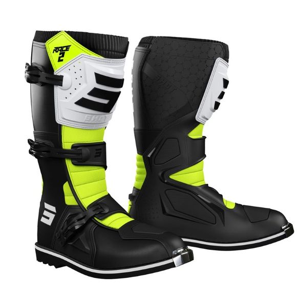 Bottes cross Shot RACE 2 ENFANT - BLACK WHITE NEON YELLOW - Noir / JauneRef : SO2233